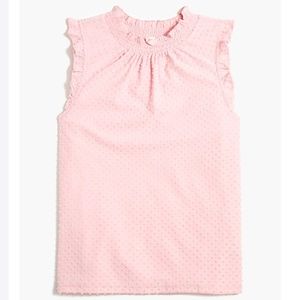 J.Crew Swiss Dot Smocked-Neck Tank, Size M
